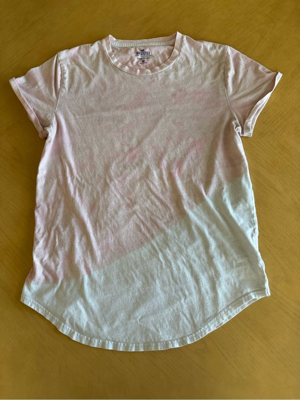 HOLLISTER Pink White Tie Dye T-Shirt Short Sleeve Curved Hem Size S
